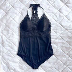 Only Black Lace Sleeveless Padded Bodysuit Women Size L Sexy Lingerie Date-night